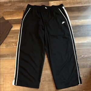 Nike Black Crooped Pants with White Stripe